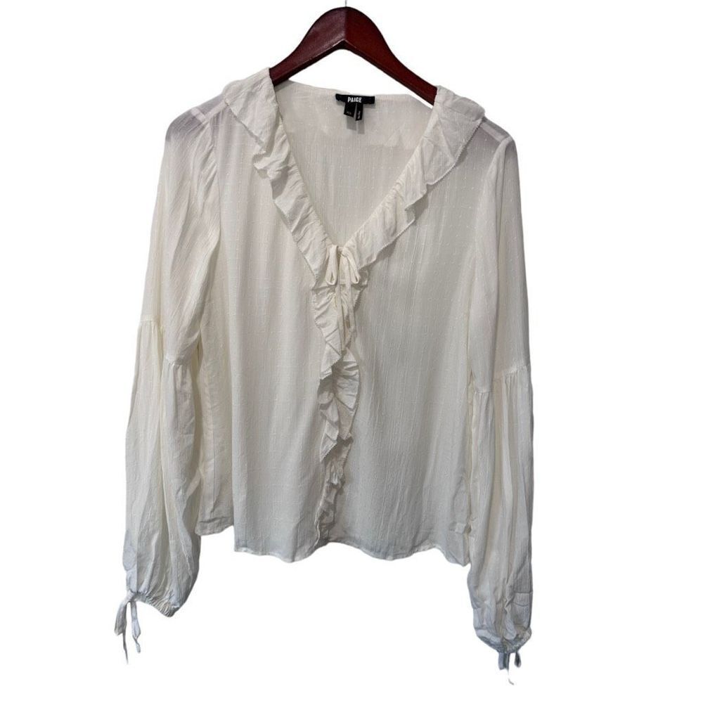 Paige White Ruffle Victorian Peasant Blouse Size XS Princess Dainty Fairy